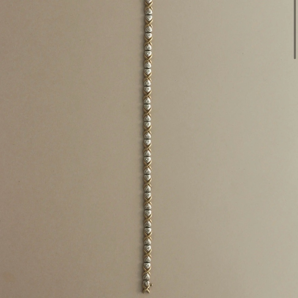 ✨ Kinn Vintage 10K Two Tone X Link Tennis Bracelet ✨ - Picture 3 of 4